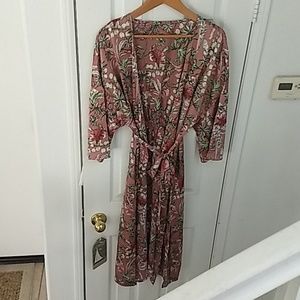 Floral kimono crossover robe, spa robe, beach